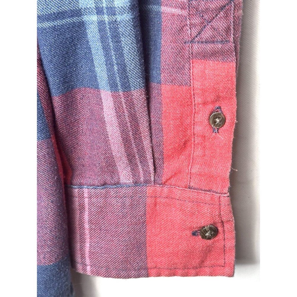 TenTree Womens Button Up Flannel Shirt Long Sleeve Red Blue Plaid Size Medium - Picture 7 of 15